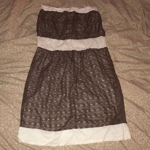 Brown and white lace dress